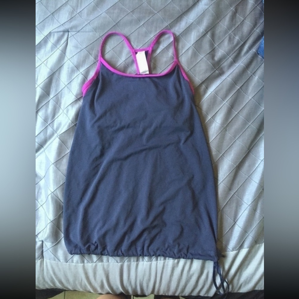 Fabletics Gray Tank Top with Pink Trim
